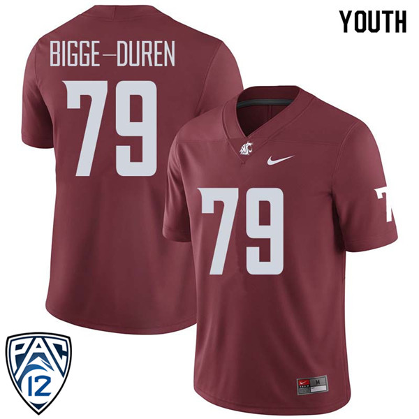 Youth #79 Cedric Bigge-Duren Washington State Cougars College Football Jerseys Sale-Crimson